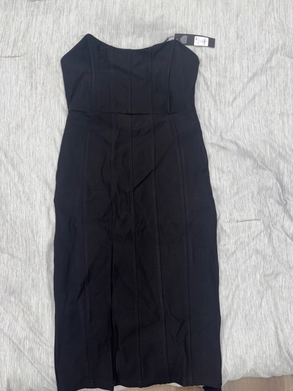 Fashion Nova Strapless Black Midi Dress